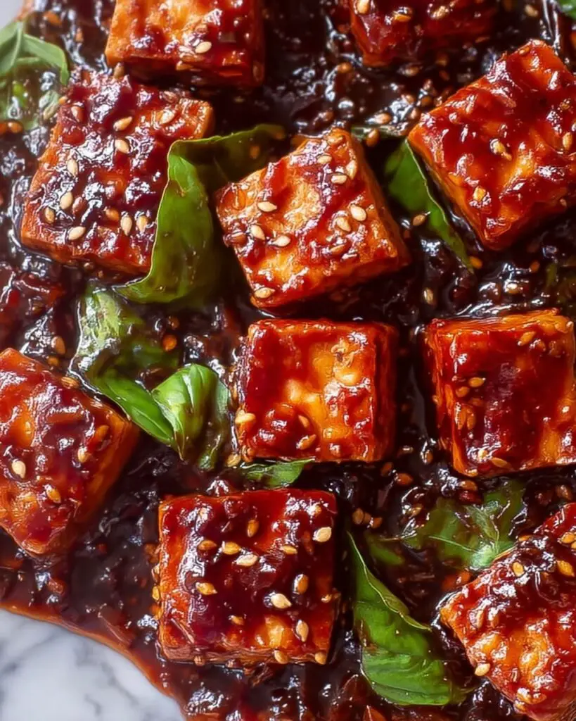 Sticky Garlic Basil Tofu Recipe