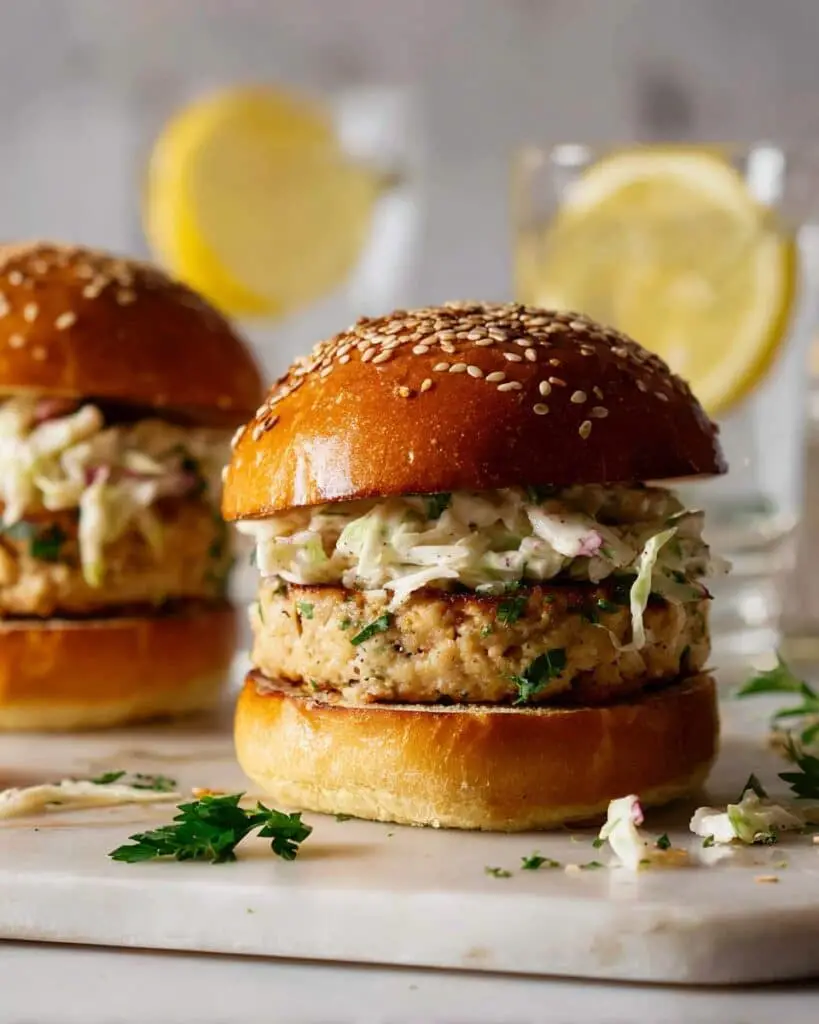 Ground Chicken Burgers with Apple Slaw Recipe