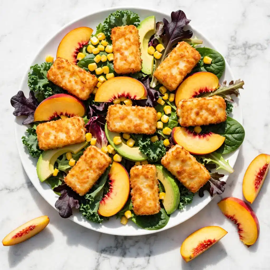 Summery Peach Salad with Grilled Halloumi and Balsamic Vinaigrette Recipe