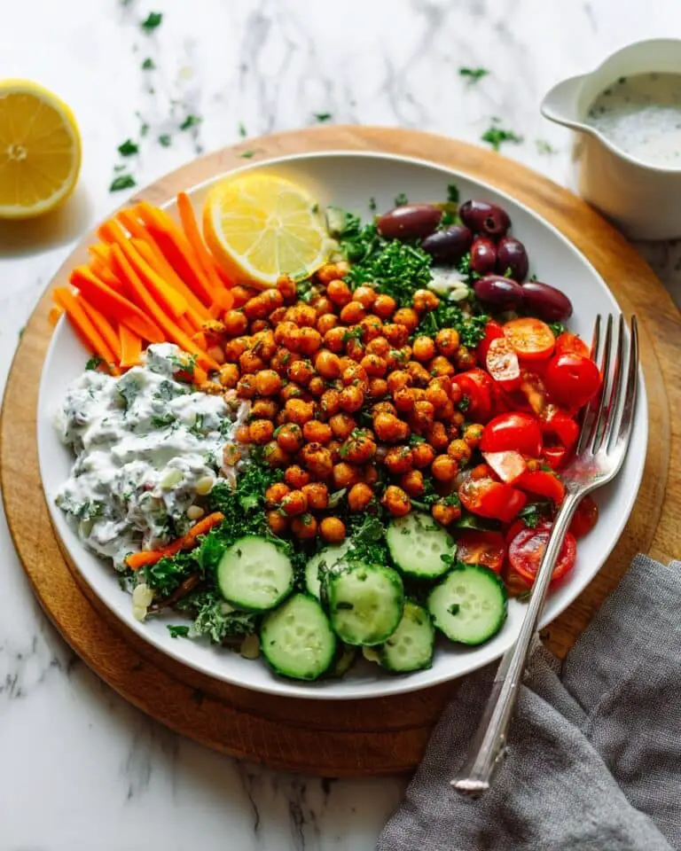 Greek Goddess Bowl with Crispy Shawarma Chickpeas Recipe