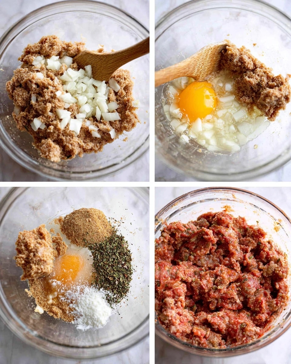 A white oval plate holds a neat layer of about fourteen round meatballs with a brown, slightly crisp outside and small green herb bits on top of each meatball. There is a shiny layer of yellow olive oil pooling around the bottom of the meatballs, adding gloss. To the left of the plate are two vintage metal spoons and a blue and white cloth, and around the plate are scattered white onion peels and green herbs on a white marbled surface. photo taken with an iphone --ar 4:5 --v 7