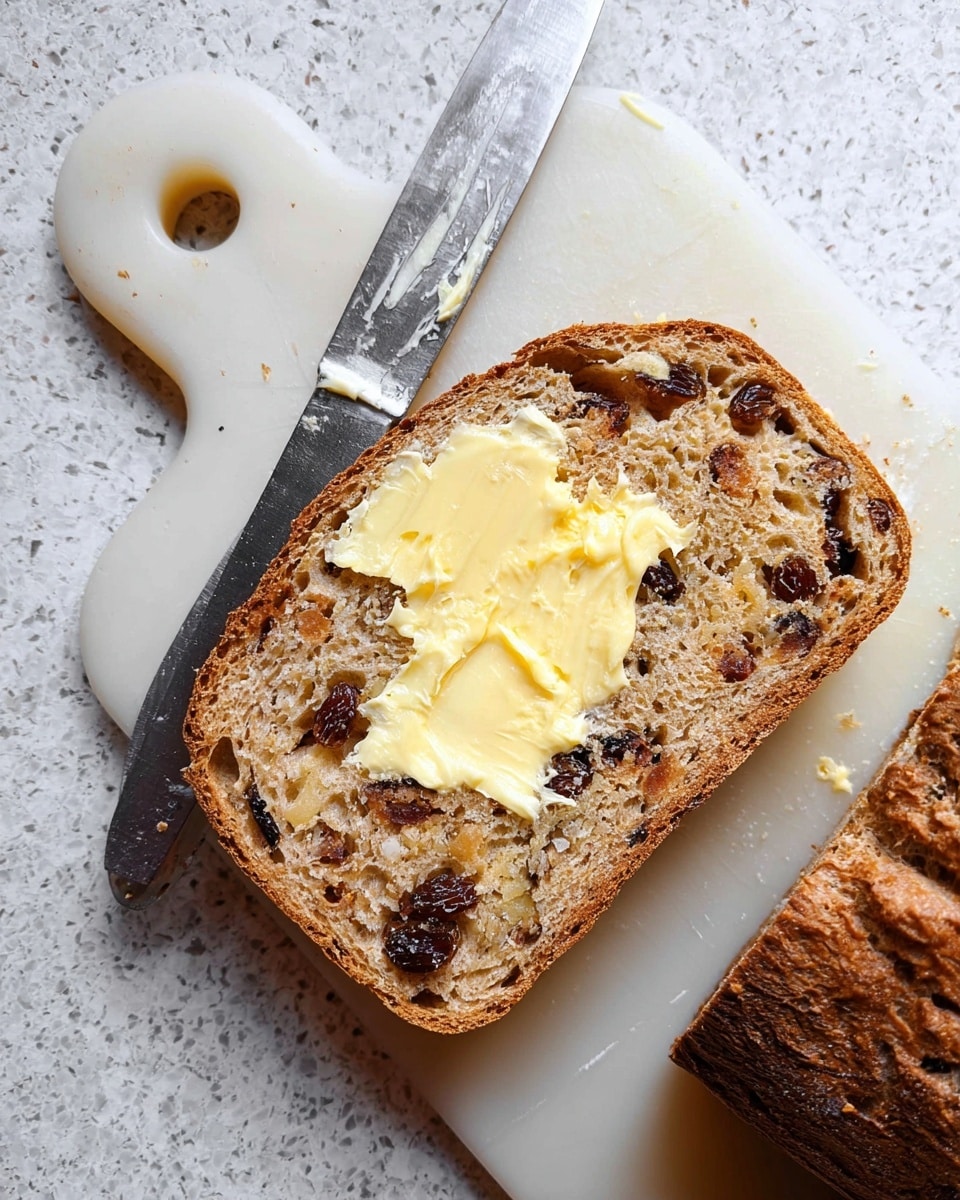 A round loaf of bread with a golden brown crust sits inside a white round pot lined with light brown crumpled parchment paper. The bread has a textured surface with deep cracks forming four distinct sections, showing a lighter, airy inside with small dark spots of added ingredients. The crust is thin and crisp with slightly darker edges around the cracks. The pot is on a white marbled surface. photo taken with an iphone --ar 4:5 --v 7