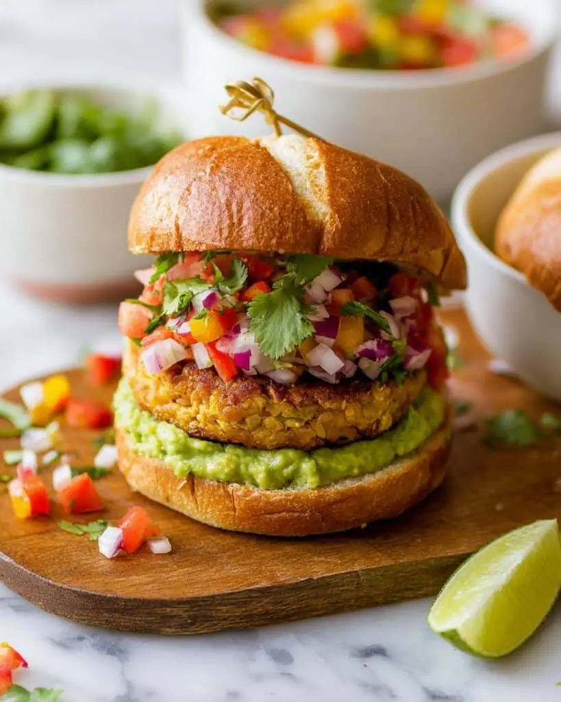 Salsa Chicken Burgers with Cilantro-Avocado Sauce Recipe