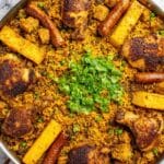 Puerto Rican Chicken Paella with Sausage and Plantain Recipe