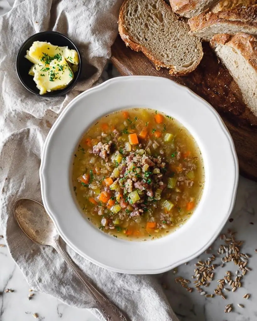 Pressure Cooker Lamb and Split Pea Soup with Pearled Spelt Recipe