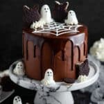 Chocolate Brownie Cake with Meringue Ghosts and Ganache Recipe