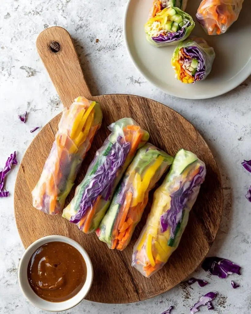 Crispy Tofu Summer Rolls with Fresh Veggies and Peanut Sauce Recipe