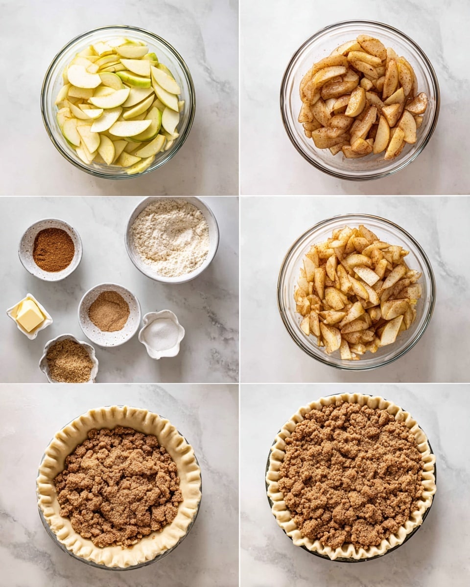 A single-layer pumpkin pie sits in a white scalloped pie dish, showing a golden-brown baked top with smooth and swirled texture and a slightly crinkled light brown crust edge around it. The pie is placed on a textured woven burlap fabric, on a dark wooden surface. On the left side, there is a small white round bowl filled with a thick white cream or whipped topping, with a silver spoon resting inside. A white plate with several forks is partially visible on the top left, and a white decorative pumpkin is on the top right. photo taken with an iphone --ar 4:5 --v 7